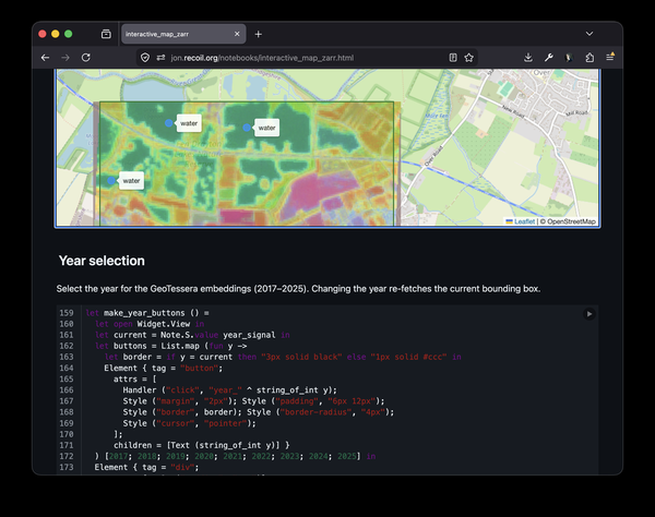 A client-side notebook using TESSERA